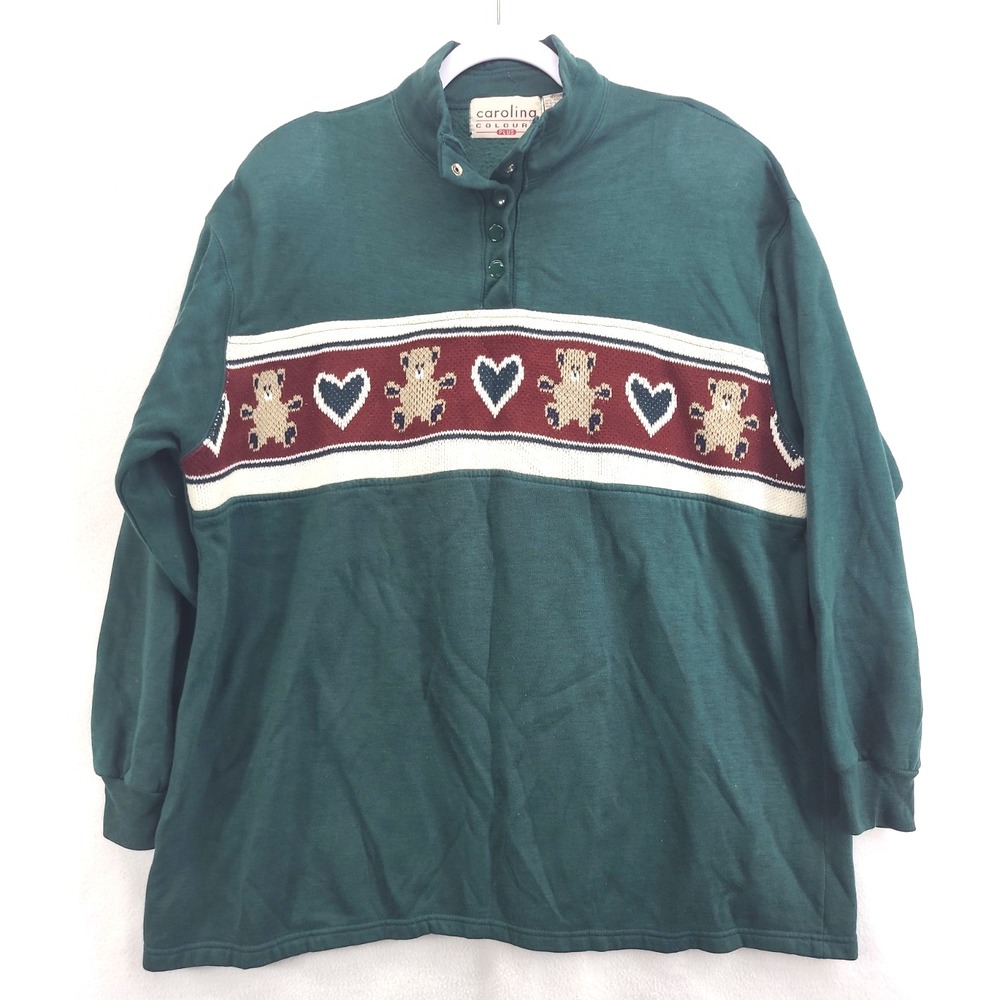 Carolina Colours Plus Oversized Sweatshirt Sz 22/24 Knit Teddy Bear Chest